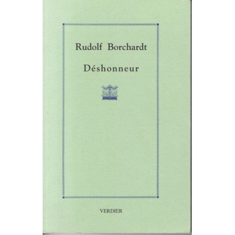 Déshonneur - Roman de Rudolf Borchardt - Ocazlivres.com